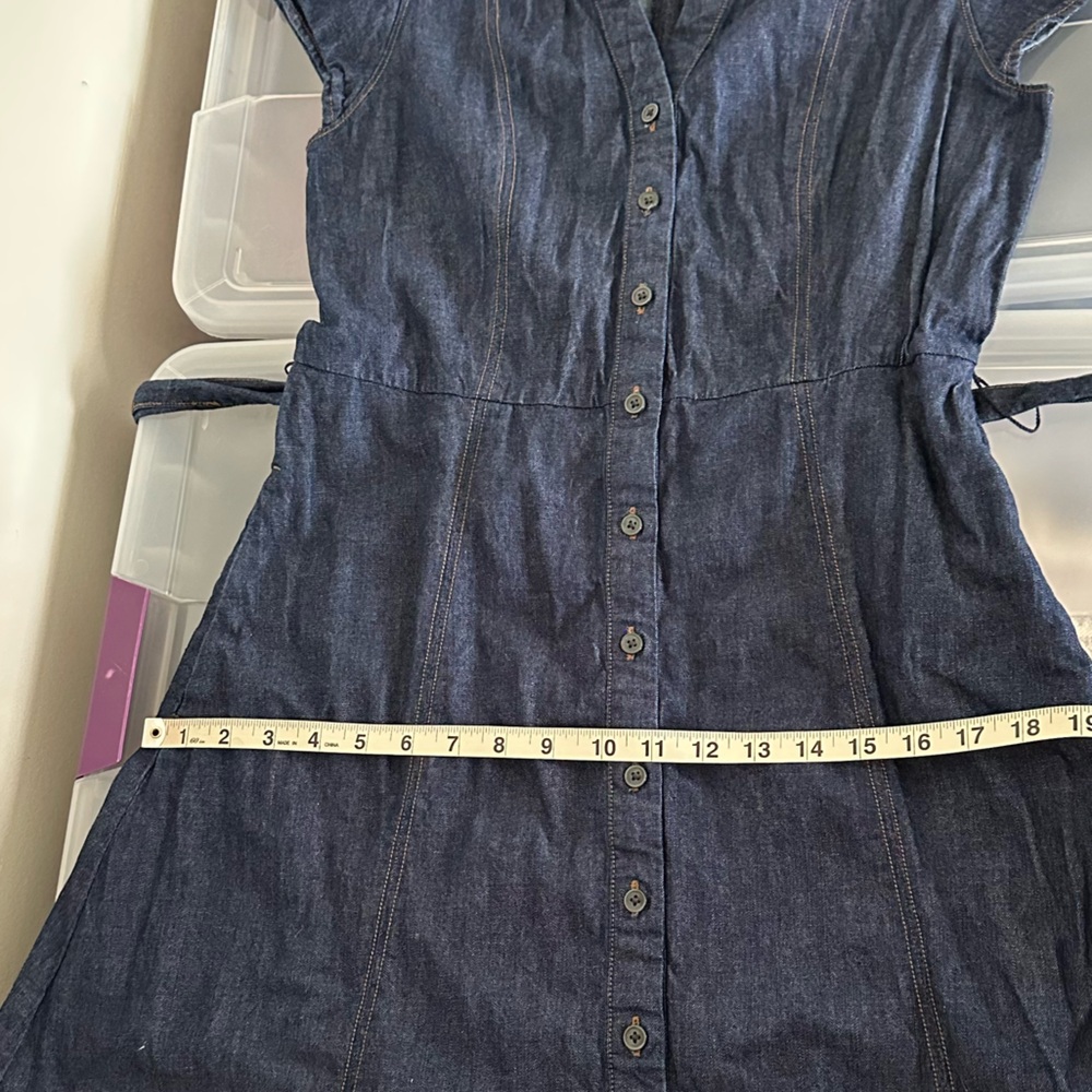 J. Crew Denim Tie Waist Tiered Hem Midi Dress Size 8 Old Money Preppy Minimalist - Picture 10 of 14